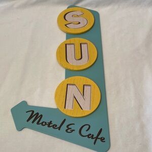 Teal and Yellow Sign Wall Hanging.